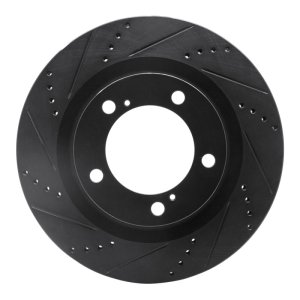 Lexus LX570 Brake Rotor (1) - Front Left - R1 Concepts - Drilled & Slotted - Black - `07-`22